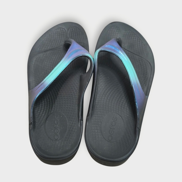 OOFOS OOlala Luxe Recovery Flip Flop Thong Sandal Atlantis Blue Womens Size 10 - Picture 5 of 9